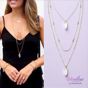 stella & dot ~ aria layering pendant necklace ~ gold crystal